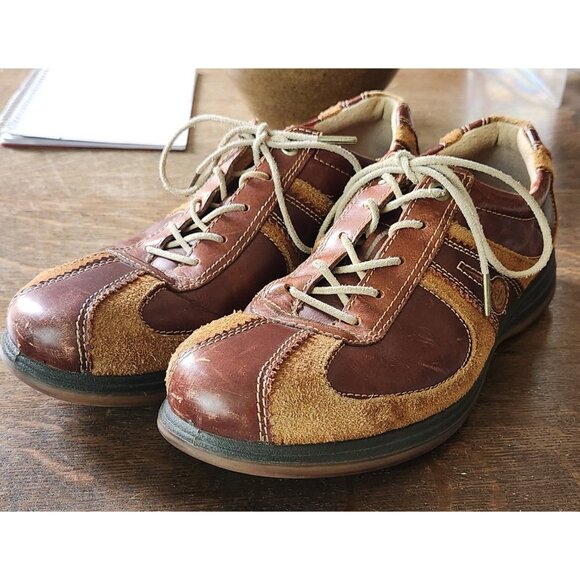 ECCO Yak 37504 Brown Beige Leather Sneakers Shoes Mens Size 43 US 9.5 10 Used - Picture 11 of 11